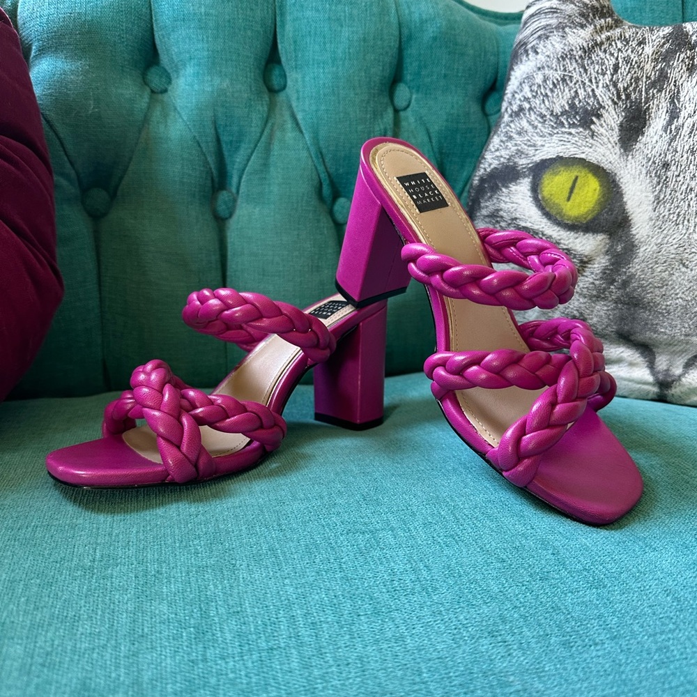 White House Black Market pink sandals heels, size 6
